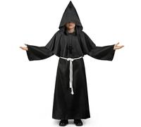 Kitimi Disfraz de monje para niños con cruz y capucha, disfraz medieval para niños para Halloween y carnaval
