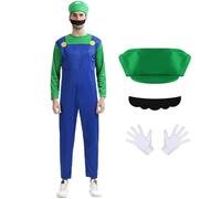 Kitimi Disfraz para Niños Adultos, Disfraz de Supercon Traje, Gorra y Barba, Disfraz de Carnaval de Halloween para Niños(Adulto-Verde M)