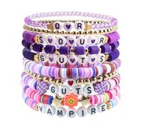 Kitimi Olivia Merch - Juego de pulsera para fanáticos, pulsera inspirada en el álbum de música Guts Sour de Rodrigo, aretes de mariposa morada, calcomanías para amantes de la música, regalos para