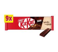 KitKat - Barra de galletas de chocolate negro de 2 dedos, paquete múltiple de 9 x 20,7 g (paquete de 2) "Taste the sweetness in every bite", delicioso, sabroso y retorcido