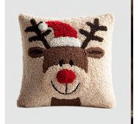 kitphoenix Crochet Kit Cojín Reno De Navidad Cojines Para Bordar A Mano Kit De Funda De Almohada,Cojines De Ganchillo Para,Adultos Y Principiantes,Decoración Del Hogar,43Cmx43Cm