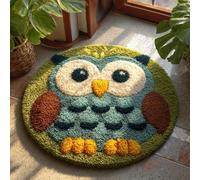 kitphoenix Diy Kit De Alfombra Búho De Ojos Grandes Cojines Con Cierre De Gancho 50Cmx50Cm Para Principiantes, Adultos, Kit De Fabricación De Alfombras, Manualidades