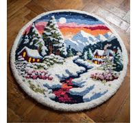 kitphoenix Kit De Alfombra Con Gancho,Escena Invernal Nevada Bordado Latch Hook Rug Costura Hecha A Mano,3D Patrón De Color Preimpreso Latch Hook Kits,50X50Cm