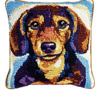 kitphoenix Kit De Cojín Con Gancho Animal Perro Cojines Con Cierre De Gancho 43 X 43 Cm Kit De Tejer Cojín Fabricación De Alfombras Para Principiantes Adultos O Niños