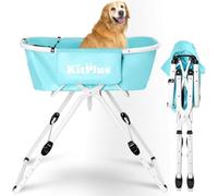 KITPLUS Bañera elevada para perros, estación de lavado portátil de 5 alturas ajustables para mascotas pequeñas a grandes, bañera plegable con almacenamiento y diseño antideslizante, color verde