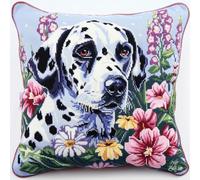 Kitquiver Diy Latch Hook Kit Animales Y Flores Dálmatas Kit De Alfombra De Aguja De Pestillo Diy Para Principiantes,Lienzo De Cojín De Bordado Para Adultos Principiantes 17x17In