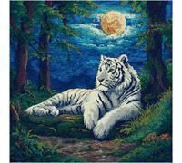 Kitquiver Diy Latch Hook Kit Paisaje De Tigre Blanco Y Bosque Diy Funda De Almohada De Tapiz,Kits De Cojines De Bordado Para Decoración Del Hogar,Kit De Costura Para Principiantes 17x17In