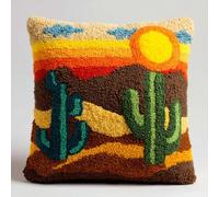 Kitquiver Kit De Cojín De Con Gancho De Pestillo, Botánico Juego De Bordado De Alfombras,Patrón De Lona De Ganchillo,Manualidades Para Adultos Y Principiantes,43 X 43Cm