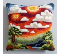 Kitquiver Kit De Cojín De Con Gancho De Pestillo, Botánico Juego De Bordado De Alfombras,Patrón De Lona De Ganchillo,Manualidades Para Adultos Y Principiantes,43 X 43Cm