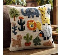 Kitquiver Kit De Cojín De Con Gancho De Pestillo,Jardín Botánico Bordado De Alfombras,Patrón De Lona De Ganchillo,Manualidades Para,Adultos Y Principiantes,43 X 43Cm