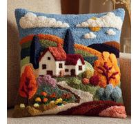 Kitquiver Kit De Cojín De Con Gancho De Pestillo,Jardín Botánico Bordado De Alfombras,Patrón De Lona De Ganchillo,Manualidades Para,Adultos Y Principiantes,43 X 43Cm