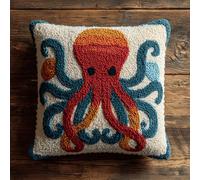 Kitquiver Kit De Cojín De Con Gancho De Pestillo,Pulpo Juego De Bordado De Alfombras,Patrón De Lona De Ganchillo,Manualidades Para Niños,Adultos Y Principiantes,43 X 43Cm