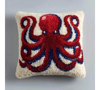 Kitquiver Kit De Cojín De Con Gancho De Pestillo,Pulpo Juego De Bordado De Alfombras,Patrón De Lona De Ganchillo,Manualidades Para Niños,Adultos Y Principiantes,43 X 43Cm