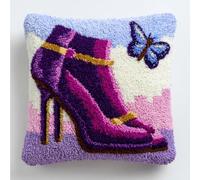 Kitquiver Kit De Cojín De Con Gancho De Pestillo,Tacones Altos Morados Juego De Bordado De Alfombras,Patrón De Lona De Ganchillo,Manualidades Para Adultos Y Principiantes,43 X 43Cm