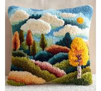 Kitquiver Kit De Gancho De Pestillo Para Bricolaje,Jardín Botánico Materiales De Almohada 3D,Bordado De Gancho,Apta Para Principiantes Y Adultos,43X43 Cm Juego De Cojines De Nudos