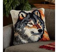 Kitquiver Latch Hook Kits For Adults Animales Lobo En Blanco Y Negro Kit De Aguja De Pestillo Para Adultos Principiantes,Juego De Bordado De Ganchillo,Kits De Fundas De Almohada Diy 17x17In