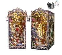 Kits Book Nook, DIY Dollhouse Miniature Kit, Bookshelf Inserte Decor, 3D Wooden Puzzle Booknook Mini with LED Light and Small Music Box for Creative Ssembled Bookends (elfo de cuento de hadas)