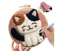 Kits de agujas de perforación para gatos, juego de bordado con temática de gato, kits de agujas de perforación para adultos, algodón, kit de arte y manualidades para adultos, del estrés, unión