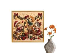 Kits De Arte Con Perlas Para Adultos Set de Gato Navideño DIY Adorable y