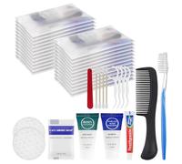 Kits de artículos de aseo esenciales de viaje, higiene desechable a granel, suministros de artículos de tocador de tamaño de prueba envueltos individualmente, artículos de cuidado personal de viaje