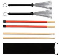 Kits de baquetas de batería, juego de cepillos de tambor, bandas profesionales, práctica de percusión, baquetas de madera, cepillos de alambre retráctiles, cepillos de tambor, bolsa de almacenamiento