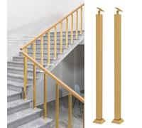 Kits de Barandilla de Entrada,Paquete de 2 Barandilla de Escalera Cuadrados Pasamanos Escalera con Soporte Angular Plano y Ajustable A 270°,para Terrazas Balcones(Size:85cm/33.5in,Color:Oro)