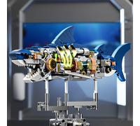 Kits de bloques de construcción de animales de tiburón, bloques de construcción de animales marinos de criaturas marinas, juguetes STEM compatibles con Legos para niños de 8 a 12 años 13054 boxxed