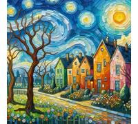 Kits de Bordado en Relieve para Principiantes, Patrones de Punto de Cruz para Escenarios Naturales DIY para Adultos, Kit de Inicio de Bordado Completo 11CT para Decoración del Hogar 45x45cm