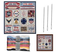 Kits de Bordado para Principiantes,250º Aniversario Patriótico Conmemorativo | Kit de Manualidades de Bordado para Principiantes 4 de Julio | para Mamá Novia Amante de la Historia Veterano Día de los