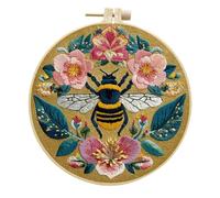 Kits de bordado para principiantes, kit de iniciación de bordado con flores y pájaros, aros de bambú, hilos y agujas (abeja)