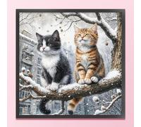 Kits De Bordado Principiantes Punto Cruz Embroidery Para Adulto Arte Completo Mano Cross Stitch Bricolaje Manualidades Herramienta Práctica Puntadas Starter Hilos Un Gato En Un Día Nevado 11Ct40X50Cm