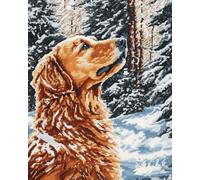 Kits de Bordado Punto Cruz, animalPerro en la nieve 11CT Kit de Punto de Cruz Estampados Completa de Kits de Inicio de Bordado Preimpresos para Principiantes 40x50cm