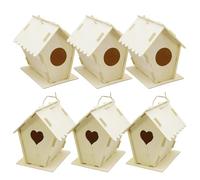 Kits de casa de pájaros para niños, 6 Piezas, Casas de pájaros de Madera sin terminar para Pintar con Cuerdas Colgantes, expresión Creativa y diversión Familiar, Kit de casa de con Formas Red