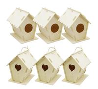 Kits de Casitas para pájaros para niños, 6 Piezas, Casas de pájaros de Madera sin terminar para Pintar con Cuerdas Colgantes, expresión Creativa y diversión Familiar, Formas de corazón y Redondas