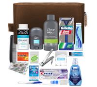 Kits de conveniencia Mens International Mens Kit de 20 piezas con tamao de viaje de TSA esencial de TSA con: Dove Men & Care Products in Brown Dopp