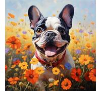 Kits de cruz estampada, perro bulldog francés enfocado, patrones de cruz impresos, kit de punto de aguja para manualidades, kits de iniciación para principiantes, regalos hechos a mano, 11 quilates, 3