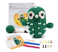 Kits de ganchillo para principiantes, kit de punto de ganchillo para principiantes y adultos, juego de muñecas de bordado de cactus, con tutoriales en video paso a paso, juego de ganchillo de cactus