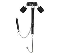 Kits De Juguetes Eróticos Con Esposas Ajustables De Plumas, Collar De Metal Con Gancho Anal Y Cadena, Juguete Sexual Para Parejas, Bdsm, Juguetes Para Adultos, Mayores De 18 Años, Color Negro, Tall