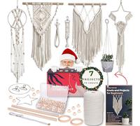 Kits de macramé para adultos principiantes con 112 suministros de macramé y libro de 7 proyectos: el kit de macramé de bricolaje incluye cordón de macramé de 165 yardas con suministros de manualidades