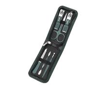 Kits de pedicura, negro brillante, cortaúñas, herramientas cuidado personal, tijeras for cejas, 6 piezas, set(Green)