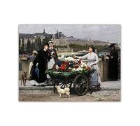 Kits de pintura 5D Marie Francois Firmin Girard The Flower Seller On The Pont Royal con el Louvre Beyond Paris Full Drill Dots Paintings Picture Arts Craft for Home Wall Art Decor 12 x 16 pulgadas