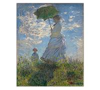 Kits de pintura 5D para adultos y niños, mujer Monet con sombrilla Madame Monet y su hijo por Claude Monet DIY pintura de taladro completo, 12 x 16 pulgadas