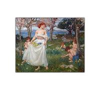 Kits de pintura 5D para adultos y niños, William Waterhouse, canción de primavera, bricolaje, pintura de taladro completo, 20 x 24 pulgadas