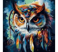 Kits de pintura de diamantes 5D DIY pintura de diamante punto de cruz taladro completo pintura de diamantes de imitación pintura bordada cuadros para decoración de pared del hogar - búho atrapasueños