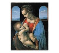 Kits de pintura de diamantes para adultos Madonna Litta por Leonardo Da Vinci pintura con diamantes, artes y manualidades para adultos decoración de pared del hogar, 40 x 50 cm