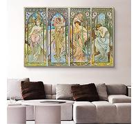 Kits de pintura por números para adultos Alphonse Mucha Los tiempos del día Pinturas por números Kits sobre lienzo