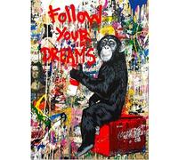 Kits de pintura por números para adultos niños con pinceles y acrílico lienzo pintura regalos juguetes para niños decoración de arte de pared Chimpancé de graffiti de color callejero 16x20 pulgadas