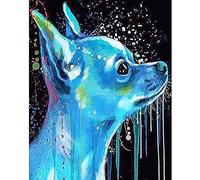 Kits de Pintura por números para Adultos, niños, Pintura con número de Bricolaje, Lienzo Estampado, decoración del hogar, Arte, Acuarela, Perro Chihuahua Azul, 40x50 cm