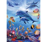 Kits de pintura por números para niños adultos, Delfín de vida marina Pintura al óleo Lienzo de dibujo pintado a mano Retrato de animales Decoración para el hogar Regalo