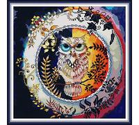 Kits de punto de cruz con estampado de bricolaje de 14CT Kits de inicio de bordado preimpreso de línea completa de costura para principiantes - Día y noche 42x42cm